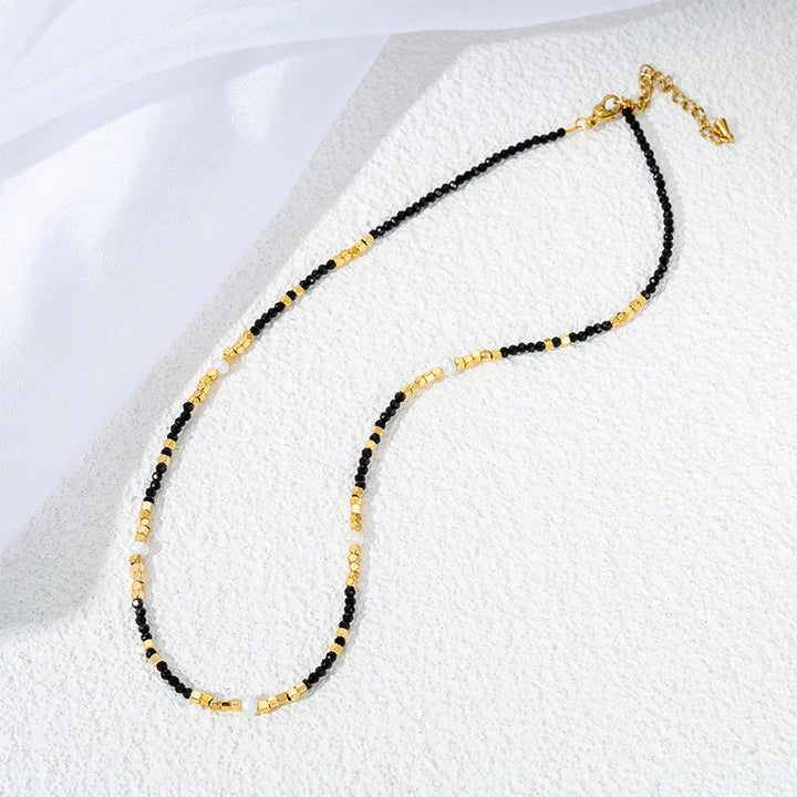 Olivenorma Black Obsidian Beaded Clavicle Necklace - image 3