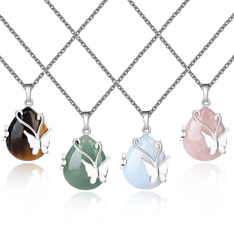 Crystal Butterfly Wings Gemstone Necklace - image 0