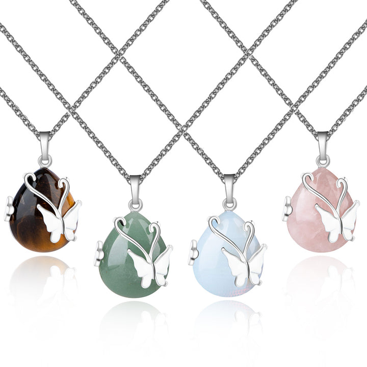 Crystal Butterfly Wings Gemstone Necklace - image 0