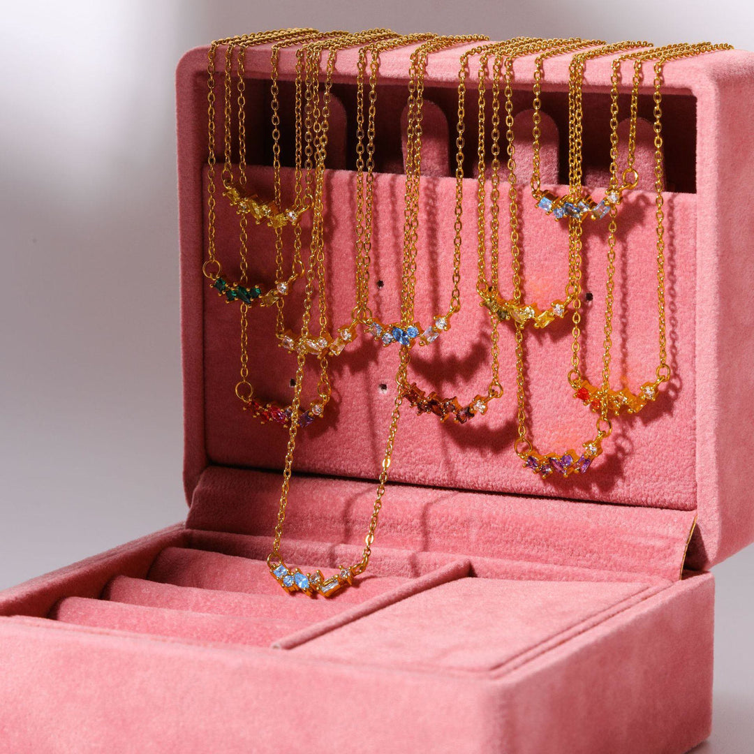 Olivenorma Multiple Birthstone Beaded Pendant Copper Plated Gold Necklace - image 28