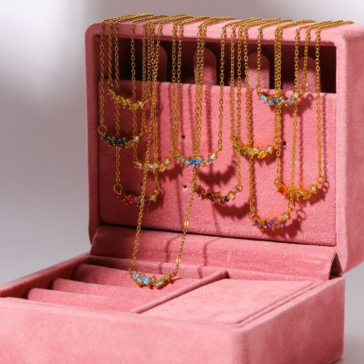 Olivenorma Multiple Birthstone Beaded Pendant Copper Plated Gold Necklace - image 28