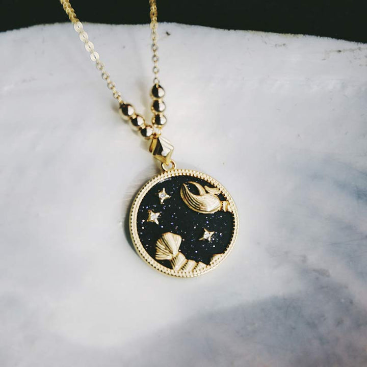 Blue Sandstone Listening Zodiac Necklace - Cancer - image 7