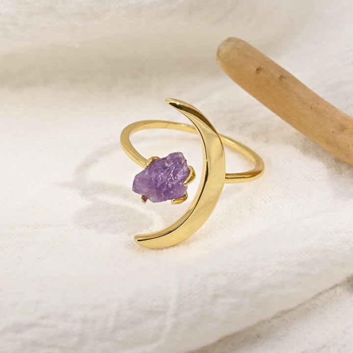Star And Moon Amethyst Healing Adjustable Ring - image 3
