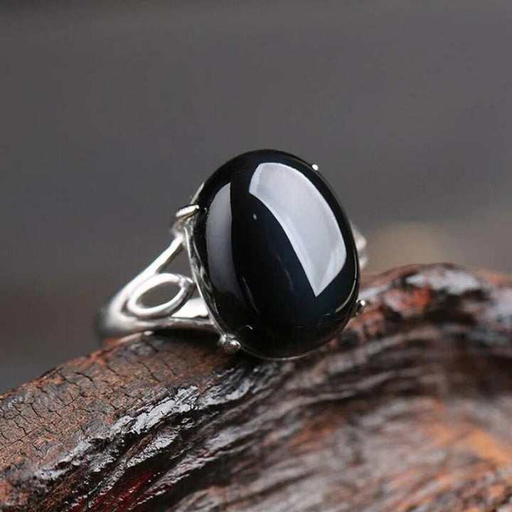 Olivenorma"Spiritual Protection" Natural Obsidian Ring - image 2