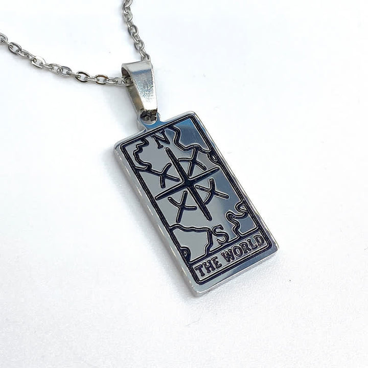 Olivenorma Vintage Tarot Card Fortune Necklace - The World - Silver - image 11