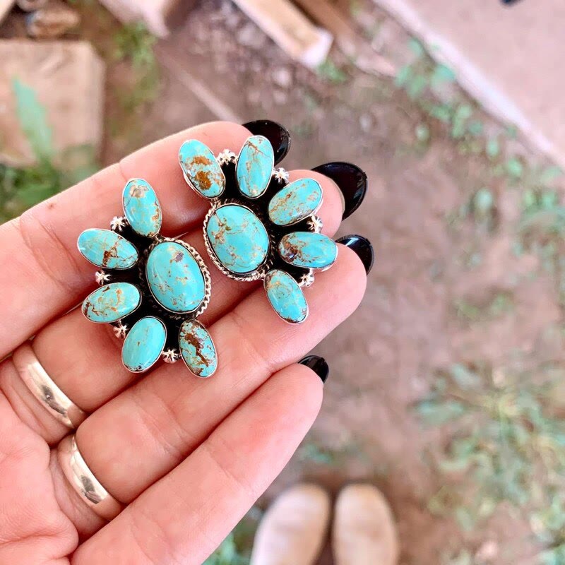Olivenorma Vintage Bohemia Style Natural Stones Turquoise Earrings - image 3