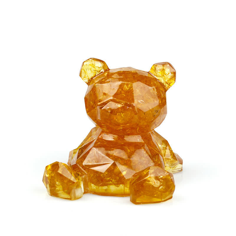 Olivenorma Crystal Mirror Bear Gemstone Decoration - Citrine - image 7