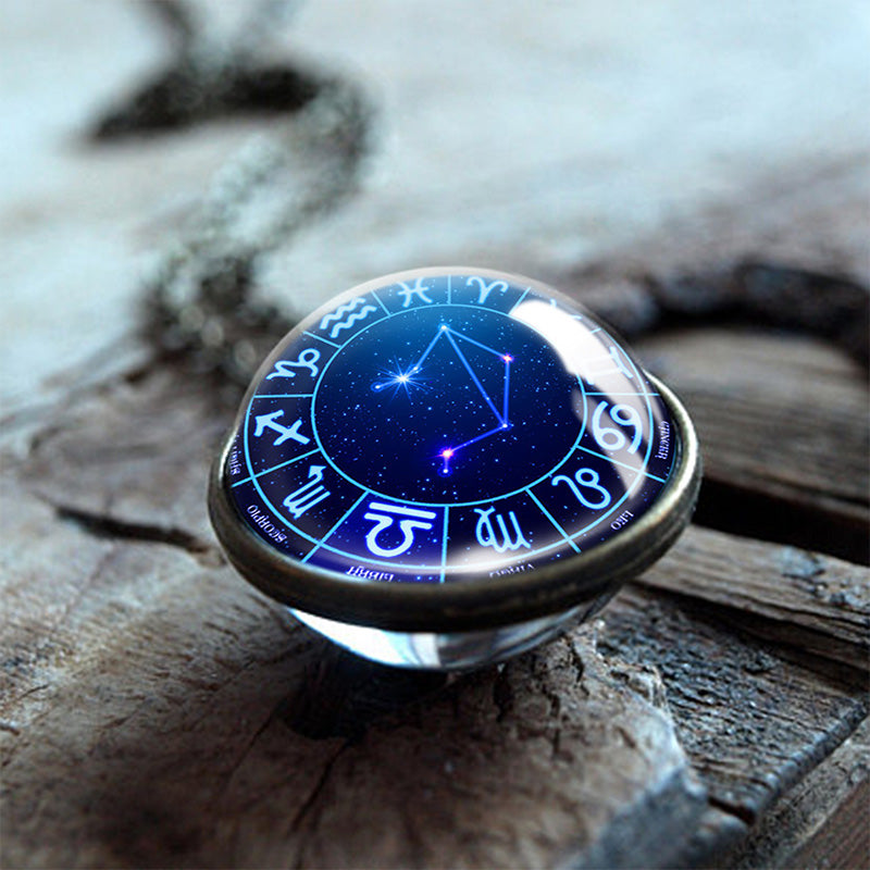Olivenorma Double-sided Glass Globe With 12 Stars Zodiac Necklace - Libra - image 8