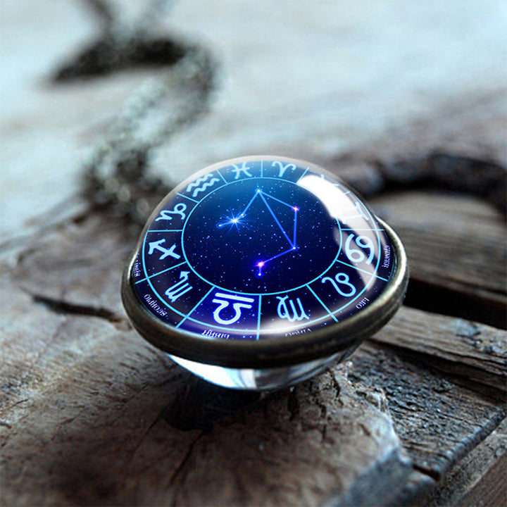 Olivenorma Double-sided Glass Globe With 12 Stars Zodiac Necklace - Libra - image 8