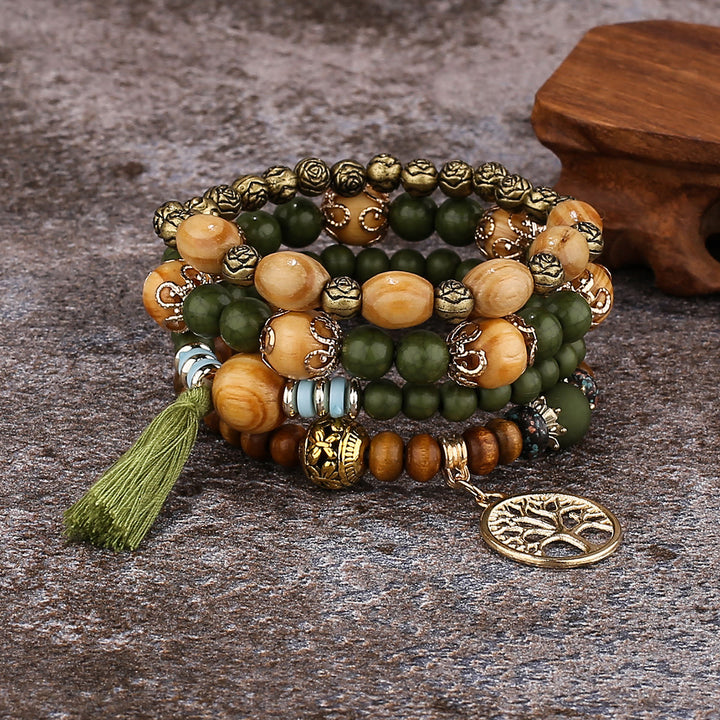 Olivenorma Bohemia Tree Of Life Beaded Bracelet Set (4 Pcs) - Green Emperor Stone&Picture Jasper - image 15