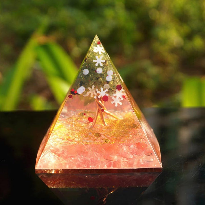 Olivenorma Christmas Pink Crystal Peridot Tree Of Life Orgone Pyramid - image 3