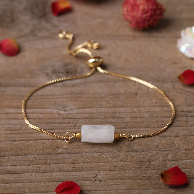Olivenorma Natural Crystal Prismatic Stone String Metal Chain Bracelet - Clear Quartz - image 20