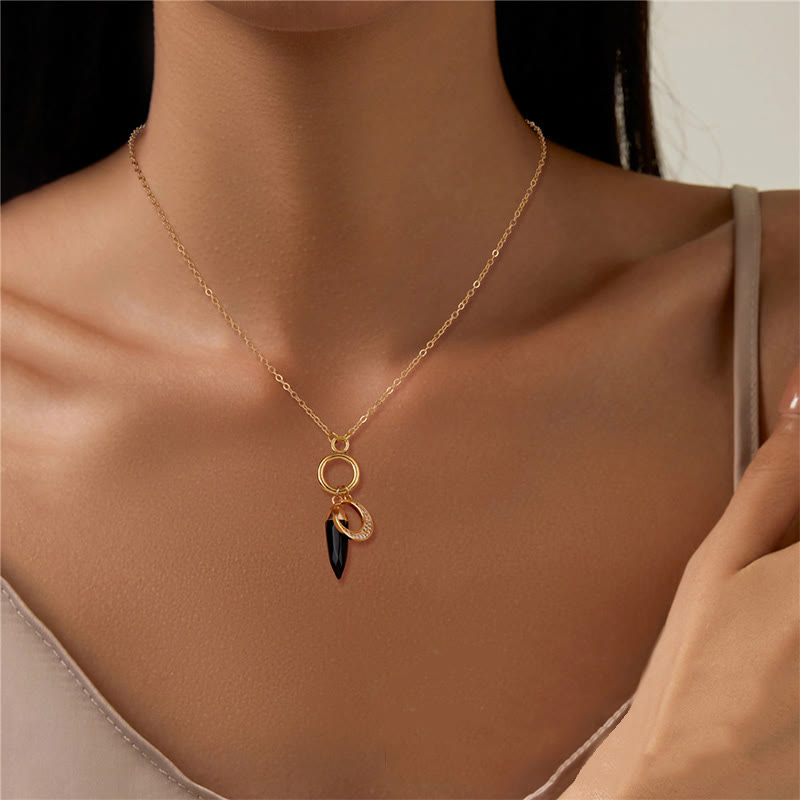 Olivenorma Bullet Crystal Zircon Moon Pendant Necklace - image 2