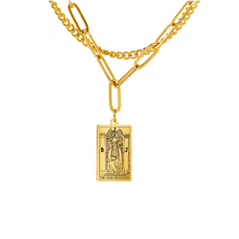 Olivenorma Tarot Card Double Chain Necklace - Gold - The High Priestess - image 5