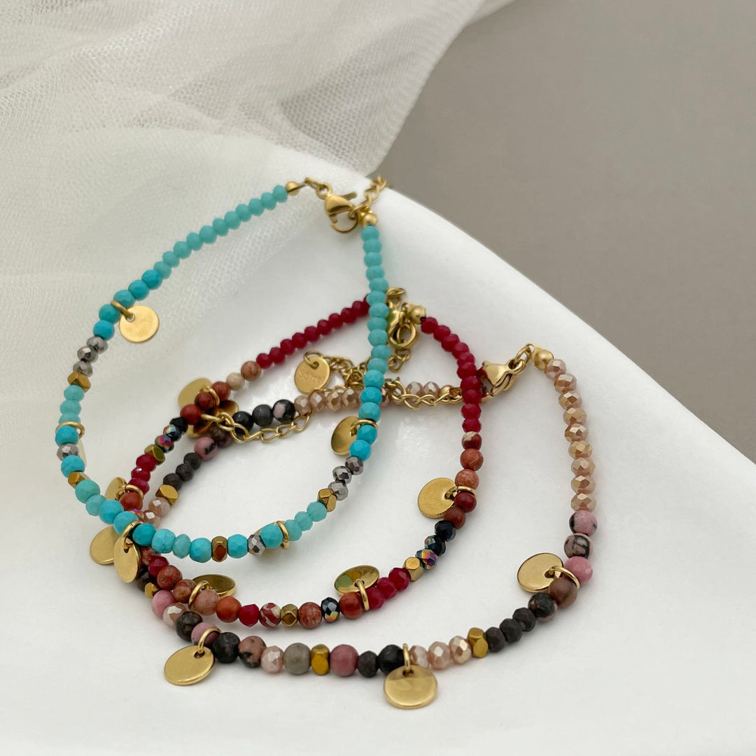 Olivenorma Natural Stone Beaded Titanium Disc Charm Bracelet - image 17