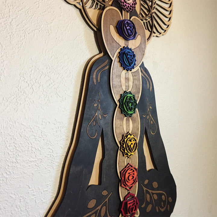 Olivenorma Kundalini Chakra Hand Painted Wood Stained Wall Decor - image 3