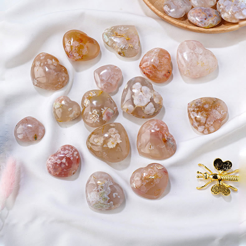 Olivenorma Cherry Blossom Agate Polished Play Stone Crystal Heart - image 4