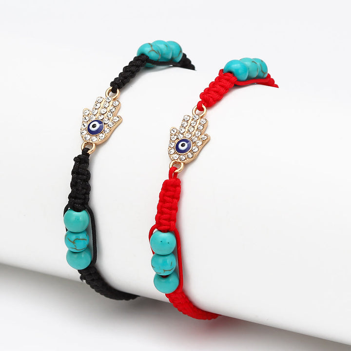 Olivenorma Turquoise White Zircon Evil Eye Braided Adjustable Bracelet - image 19