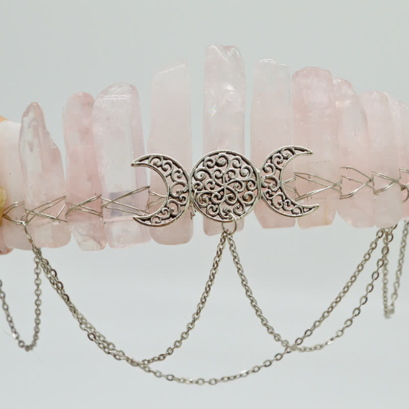 Olivenorma Cresent Moon Goddess Natural Crystal Crown - Rose Quartz#1 - image 26