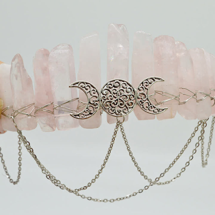 Olivenorma Cresent Moon Goddess Natural Crystal Crown - Rose Quartz#1 - image 26