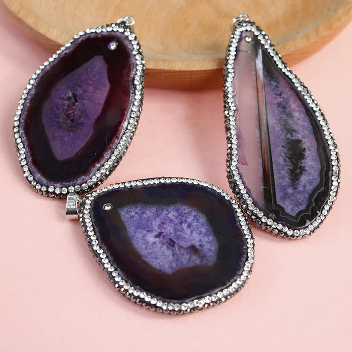 Olivenorma Ornate Natural Crystal Geode Necklace  - Amethyst - image 5