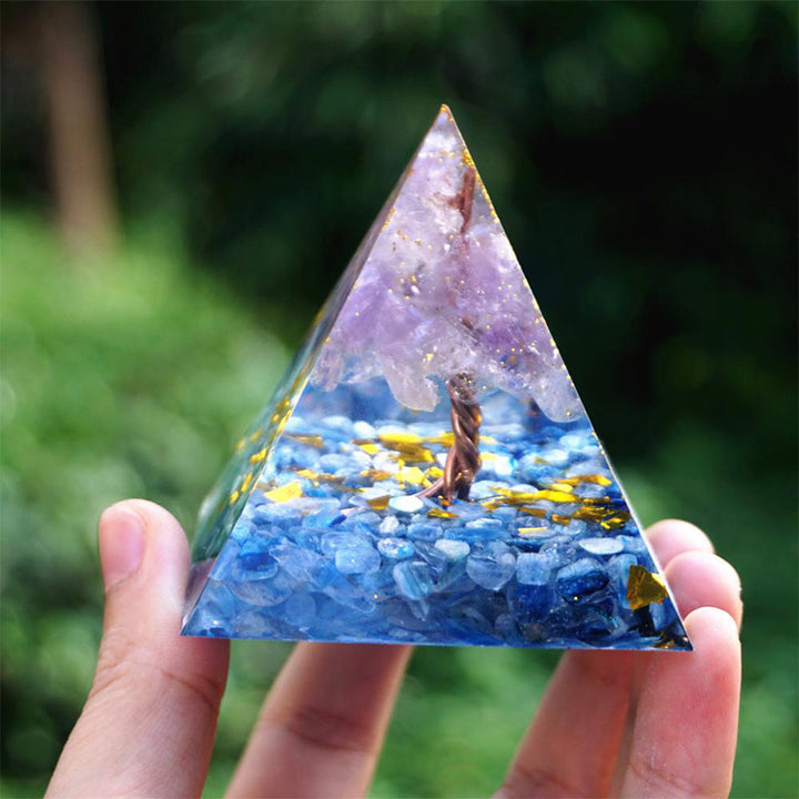 Olivenorma Amethyst Kyanite Tree Of Life Orgone Pyramid - 10*10cm - YES PLEASE $8 - image 0