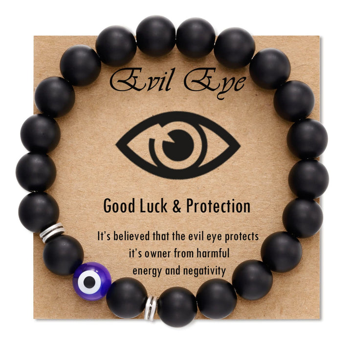 Olivenorma Tiger Eye Obsidian Evil Eye Beaded Mens Bracelet - image 7
