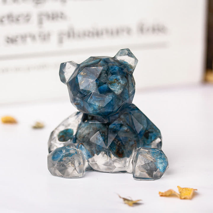 Olivenorma Mirror Sitting Bear Gemstone Decoration - Kyanite - image 21