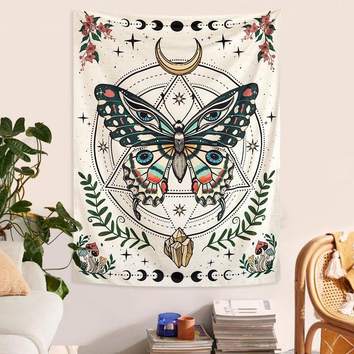 Olivenorma Boho Butterfly Moth Flower Moon Phase Tapestry - image 2