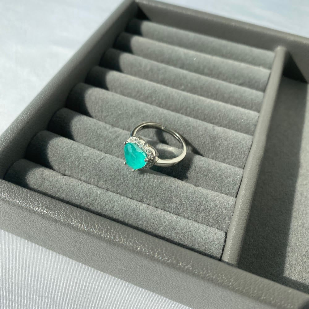 Olivenorma Heart Shape Paraiba Tourmaline Exquisite Ring - image 7