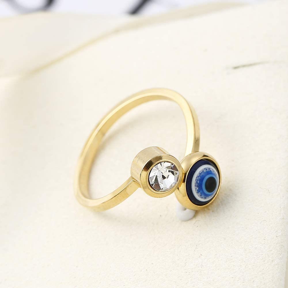 Olivenorma White Zircon Gold Plated Evil Eye Women Ring - image 10