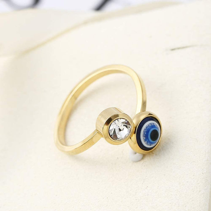 Olivenorma White Zircon Gold Plated Evil Eye Women Ring - image 10