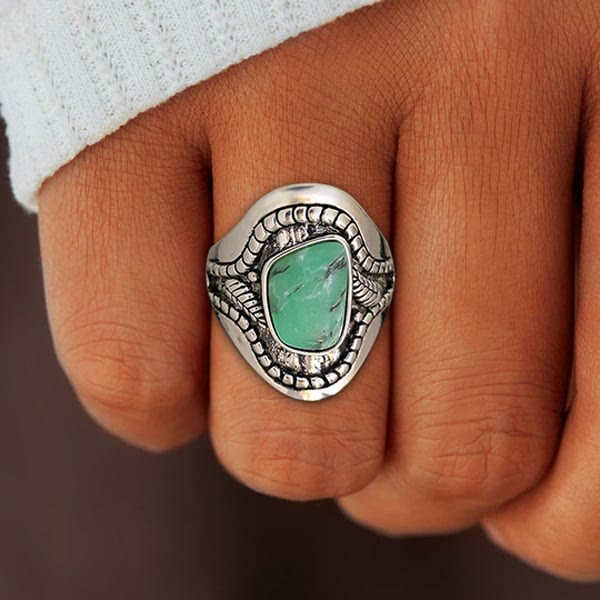 Olivenorma Vintage Large Turquoise Ring - image 2