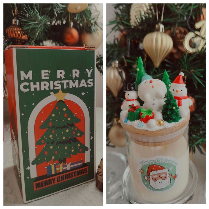 Olivenorma Christmas Santa Decor Candle - Cup Three Snowmen-6.5*14cm - image 20