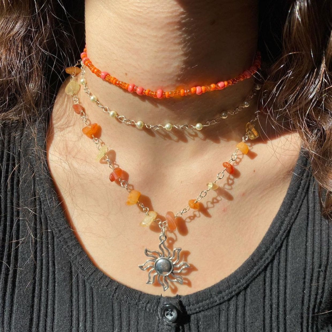 Olivenorma Crystal Color Rough Beaded Necklace - image 1