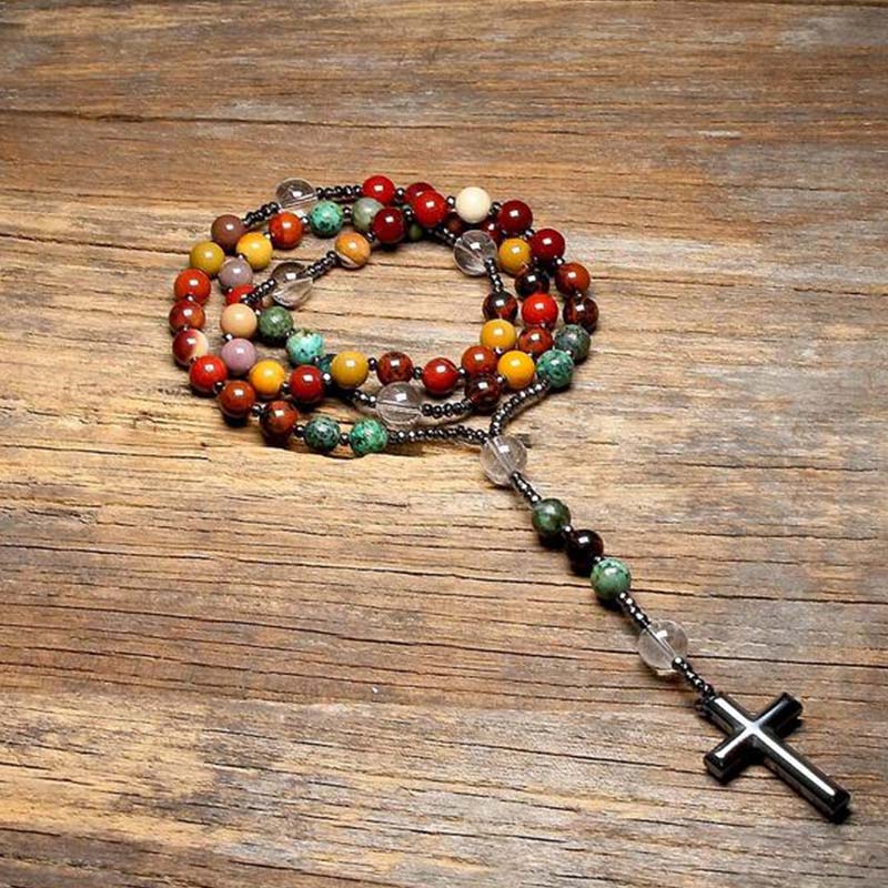 Olivenorma Natural stone Cross Symbol Necklace Bracelet - image 1