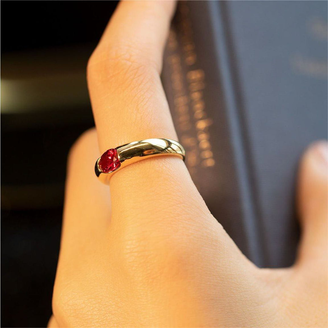 Olivenorma Garnet Gold Plated Minimalist Luxury Ring - image 2