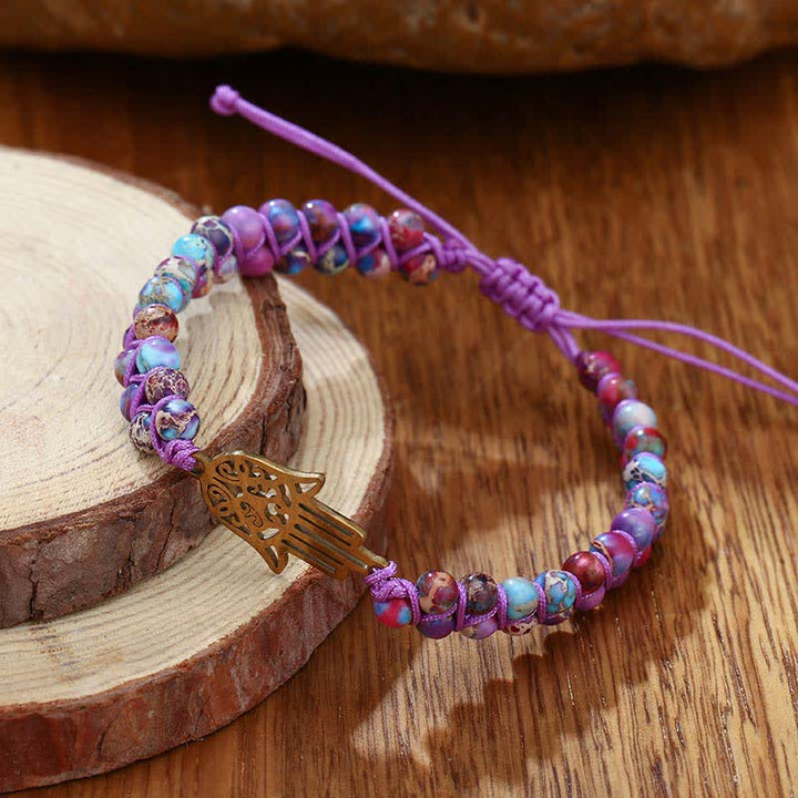 The Spiritual Awareness Purple Emperor Stone Hamsa Bracelet - image 1