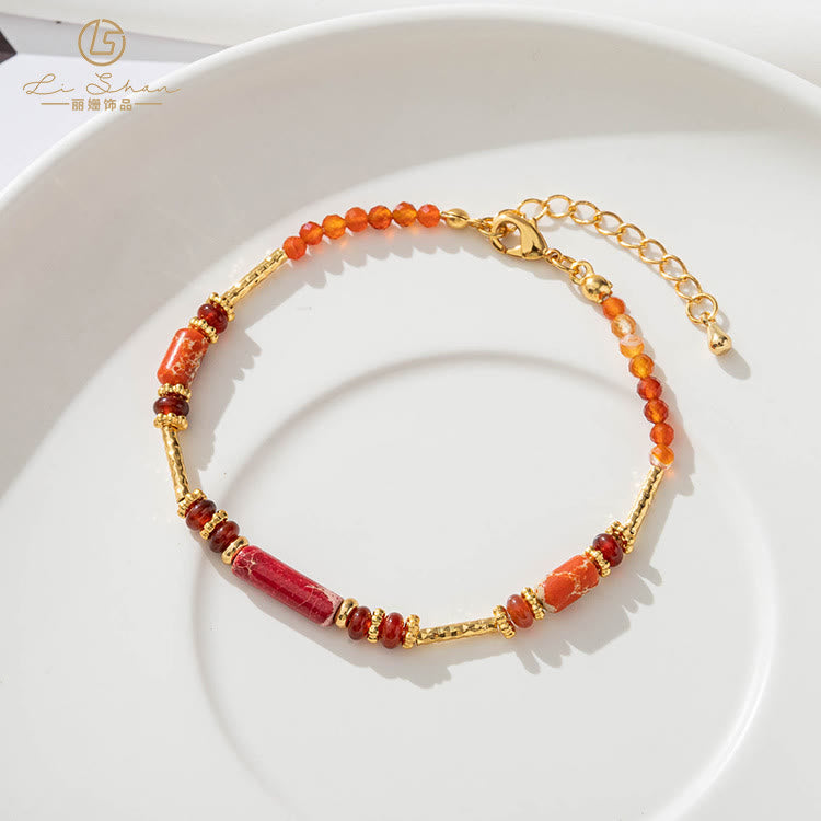 Olivenorma Natural Stone Geometric Shape Hand Beaded Bracelet - image 2
