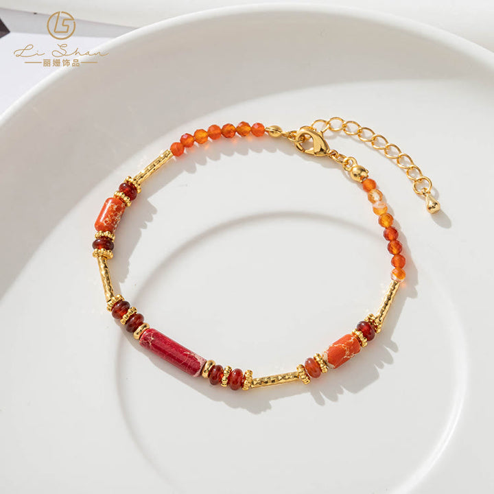 Olivenorma Natural Stone Geometric Shape Hand Beaded Bracelet - image 2