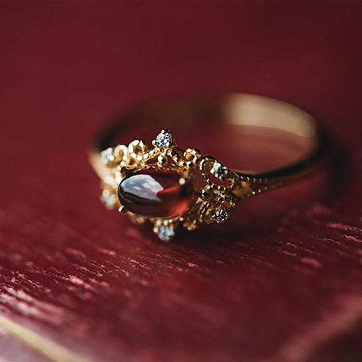 Olivenorma Night Rose-Natural Garnet Ring - image 2