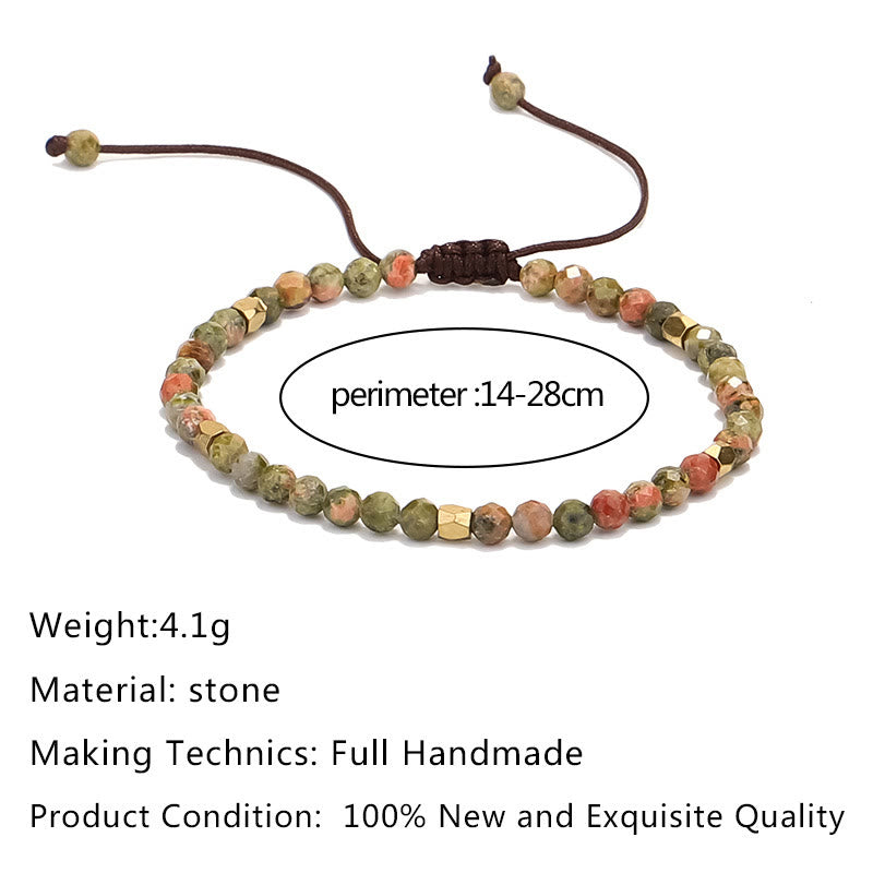 Olivenorma Faceted Unakite Beaded Braided Adjustable Bracelet - image 4