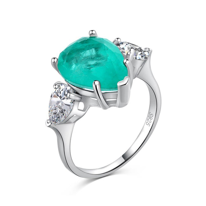 Olivenorma Paraiba Tourmaline White Zircon Exquisite Ring - image 11