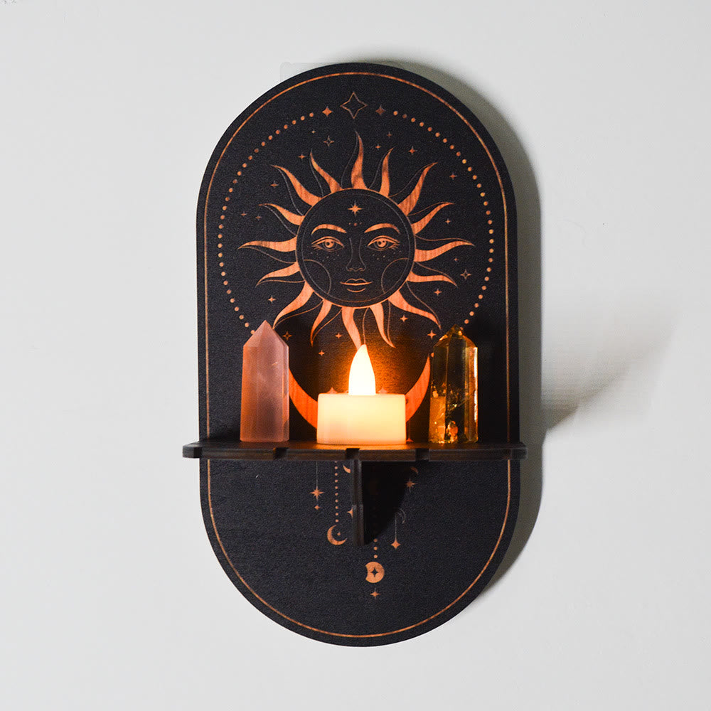Olivenorma Moon And Stars Candle Holder Wall Mounted Crystal Shelf - image 4