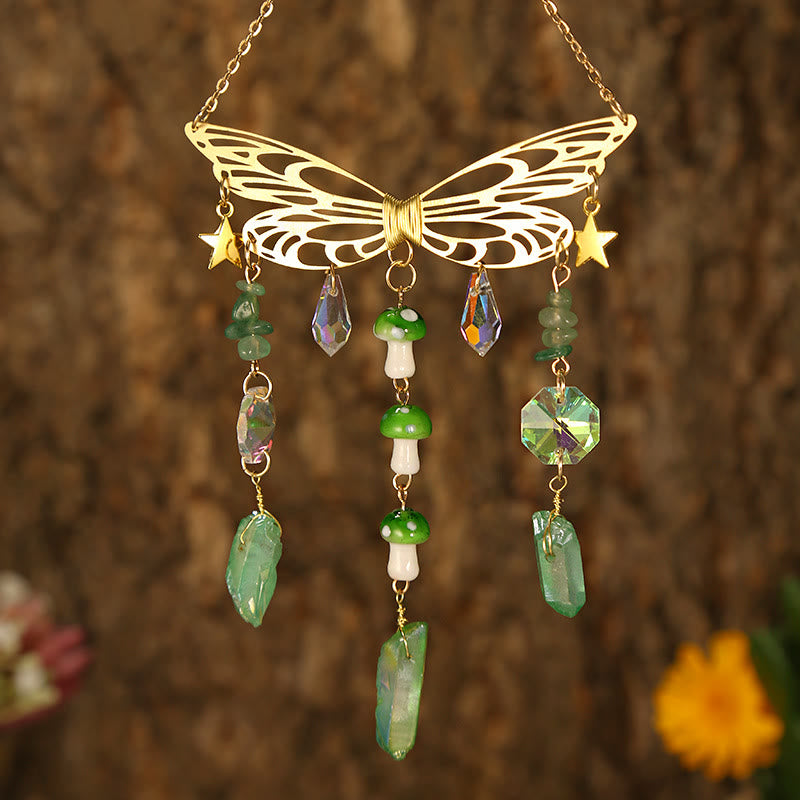 Olivenorma Crystal Butterfly Wings Sunshine Catcher Wind Chime - Golden Butterfly - Green Aventurine - image 19