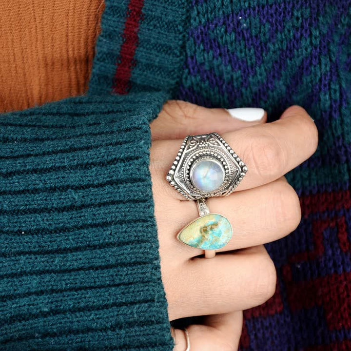 Bohemia Retro Moonstone Ring - image 2