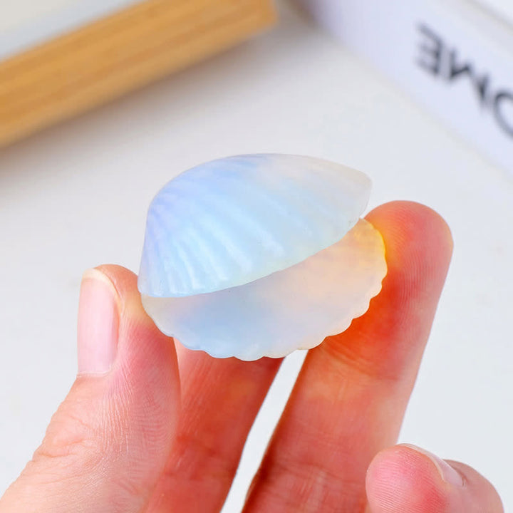 Olivenorma Natural Crystal Agate Carved Shells Gemstone Decoration - Opal - image 1