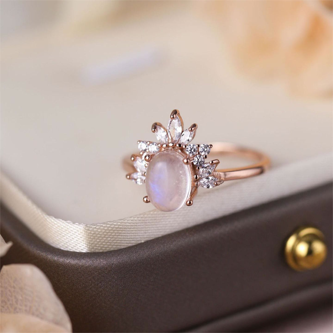 Olivenorma Oval Moonstone Opal S925 Sterling Silver Ring - image 4