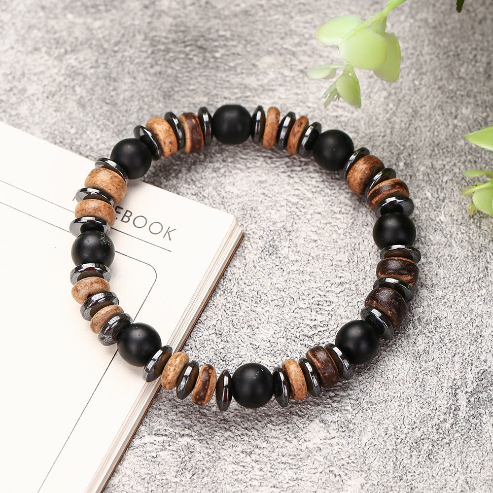 Olivenorma Black Onyx Hematite Bronzite 8mm Beaded Bracelet - Black Onyx&Hematite&Bronzite - image 0
