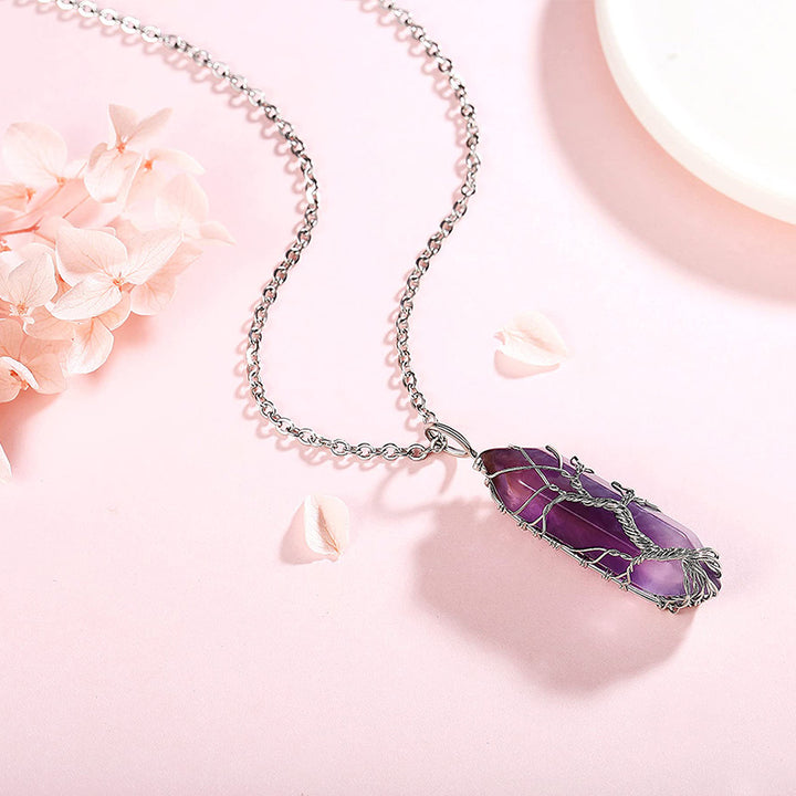 Olivenorma Crystal With Tree Of Life Gemstone Necklace - image 10